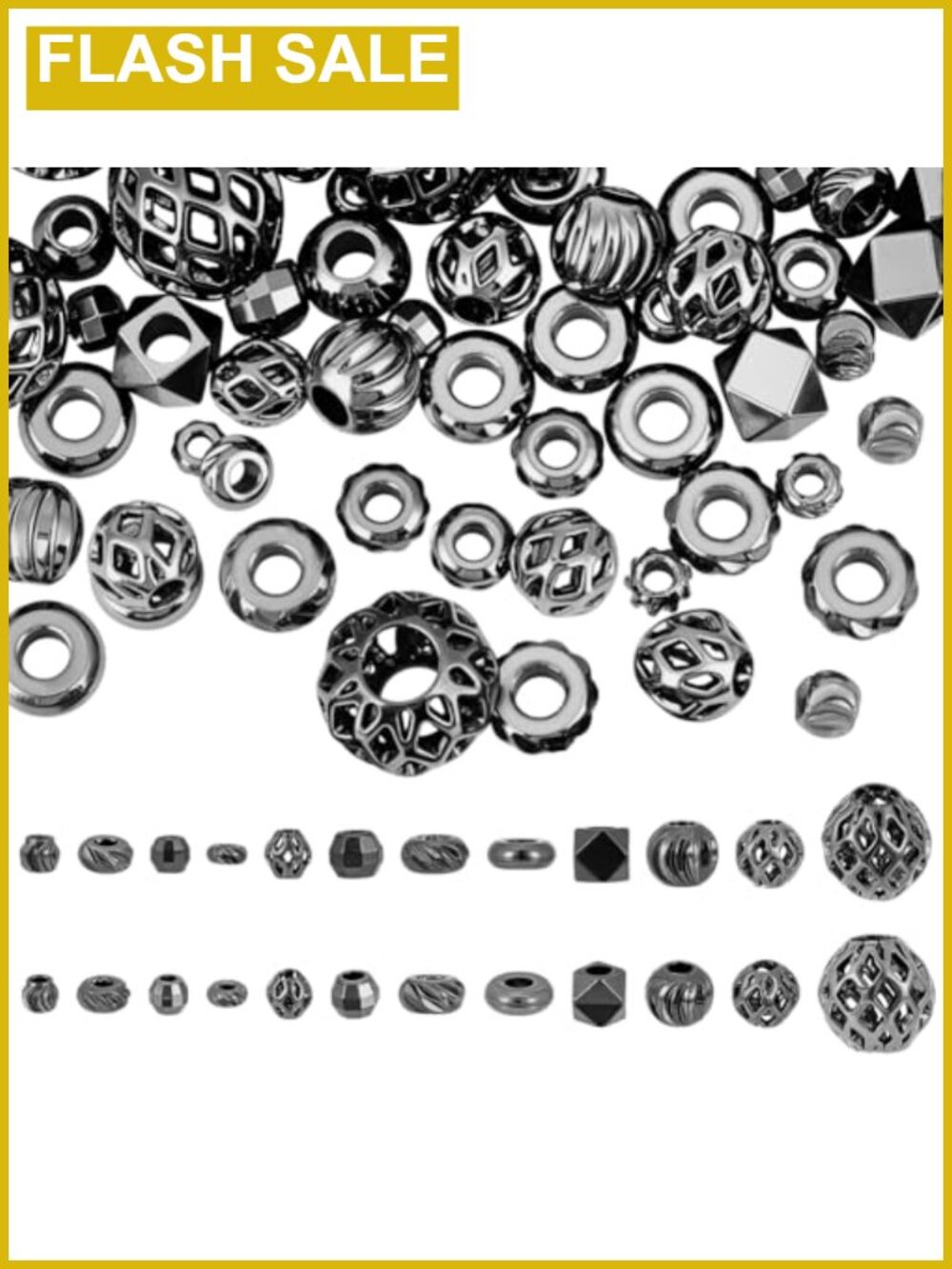 96 Pcs Brass Spacer Beads Gunmetal Jewelry Making Craft Kit